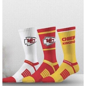 Strideline Kansas City Chiefs Socks Lot of 3 Pairs NFL Licensed Crew M/L New